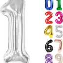 1 Balloon - Silver Birthday Number Balloons, 40 Inch Large Foil Balloons for Men Women Boys Girls Silver Themed Birthday Decorations