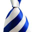 2 x New Classic Striped Blue White JACQUARD WOVEN Silk Men's Tie Necktie (Blue)