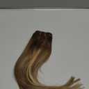 Sew in Weft Hair Extensions Human Medium Brown with Caramel Blonde Highlights Real Hand Tied Wefts Weave Bundles 12'' 80G