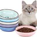 Selamica Ceramic Cat Food Bowl, 5.6 Inch Wide Shallow Cat Bowls/Dishes for Food and Water, Whisker Friendly, Set of 6, Gradient Colors