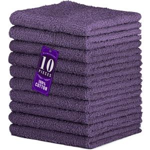 DecorRack 10 Pack 100% Cotton Wash Cloth, Soft 12 x 12 inch, Quick-Drying Towels, Vibrant Colors, Perfect for Gentle Cleaning, Violet (10 Pack)