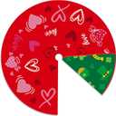 YEAHOME Valentines Day Decorations for Tree Skirt, 36" Love Heart Pattern Tree Skirts for Valentines Day Decor, Double-Sided St Patricks Day Clover Tree Skirt for Holiday Party Decorations (Red, Pink, Green)
