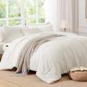 AMBERSPACE King Size Comforter Set White, Tufted Boho Bedding Farmhouse Bed Set, All Season 7 Pieces Bed in a Bag with Sheets, Pillowcases & Shams