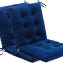 Set of 2 Outdoor Dining Chair Cushions, 37x18 inch, Water Repellent, Patio Seating Cushions, 37x18 inch, for Garden Patio Furniture (Navy Blue)