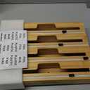 SpaceAid WrapNeat 4 in 1 Wrap Dispenser with Cutter and Labels, Plastic Wrap, Aluminum Foil and Wax Paper Dispenser for Kitchen Drawer, Bamboo Roll Organizer Holder, Compatible with 12" Roll