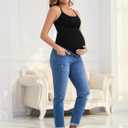 Women's Maternity Jeans Comfy Stretch Boyfriend Jean Over Belly Ripped Denim Pregnancy Pants (Blue, XL)