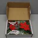 Baquler 2 Pack Christmas Outdoor Decorations Solar Stake Lights, Led Angel Wings Metal Stakes with Big Poinsettia Flower, Grave Pathway Lights for Lawn Garden Cemetery Decor