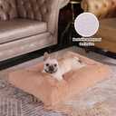 Bedfolks Waterproof Dog Crate Bed,Plush Dog Bed with Removable Washable Cover,Faux Fur Dog Crate Pad for Large Dogs,Fluffy Dog Kennel Bed 35"x23",Solid Camel