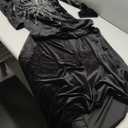 PORRCEY Women's Sexy Elegant Rhinestone Long Sleeve Velvet Maxi Dress Party Club Evening Gown(6827,Black,L)