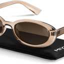 miyya Old Money Polarized Oval Sunglasses  2025 Edition, UV400 Protection, Feather-Light Fit & Trendy Colors (Coffee Transparent/Light Brown)