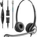 Wantek Phone Headsets,Telephone Headsets for Office Phone with Mute Compatible with Polycom Avaya ShoreTel Toshiba Nortel Landline Desk Phones