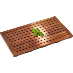 Teak Shower Mat, 32 x 18 inch Wood Bath Mat for Inside Shower, Wooden Shower Floor Teak Wood Mat for Bathroom Spa & Outdoor Use - SM-002V