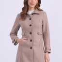 Allegra K Women's Single Breasted Long Outwear Winter Coat with Pockets, X-Small, Dusty Pink