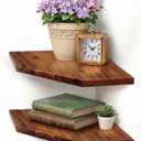 Demigo Corner Shelf Wall Mount, Set of 2 Solid Acacia Wood 11.8 x 16.5 inches Floating Corner Shelves, Smooth - Durable - Attractive Corner Shelves for Bedroom Living Room Bathroom Kitchen
