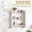 Cinnvoice 2 Pcs Solid Wood Wall Shelf 3-Tier, White, 17.3 x 18.9 inches