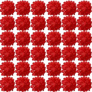 FagusHome Silk Hydrangea Heads 36 Pcs Artificial Flowers Heads and 3 Dozens Stems Fake Hydrangea Flowers with Stems for Home Wedding Decor (Red)