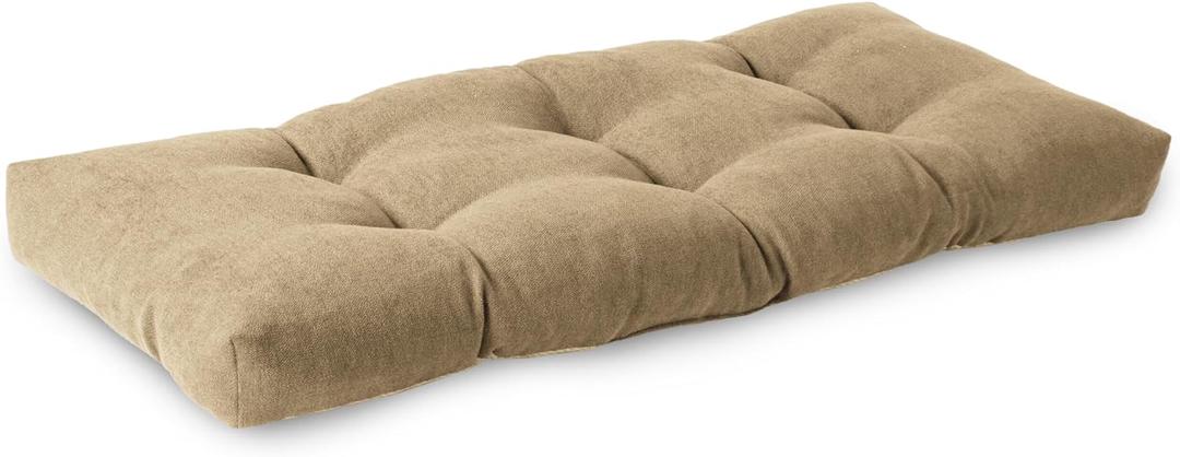 ELFJOY Tufted Bench Cushion Thicken Patio Furniture Cushions Classic Solid Color Porch Swing Cushion Soft Bench Pillow with Non Slip Backing (34x16x3.5 inch Khaki