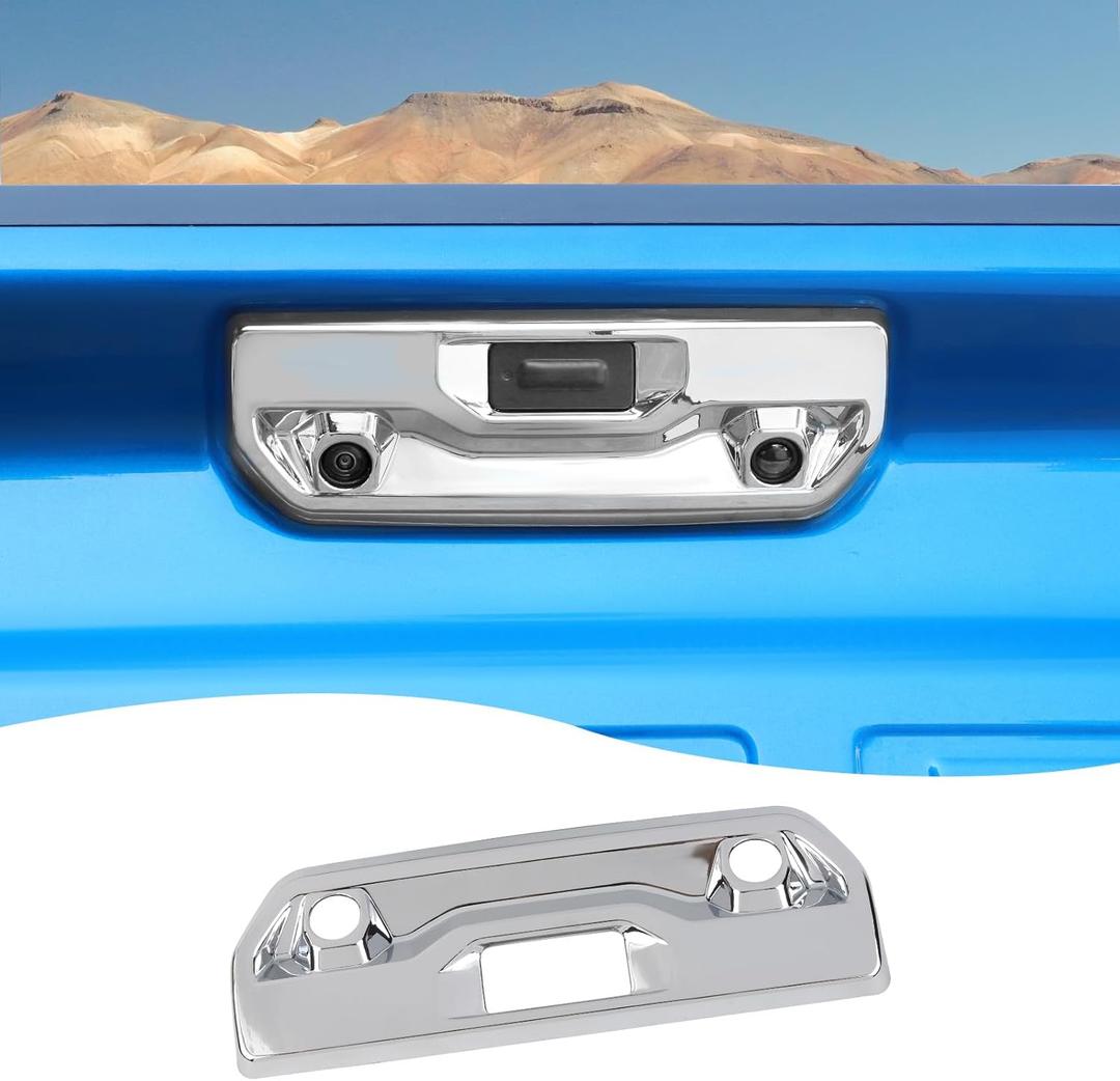 Hoolcar Tailgate Handle Cover Rear Door Handle Trim Compatible with 2019-2025 Chevrolet Silverado Texas Edition/Silverado LT 1500 Custom, Exterior Accessories, Chrome
