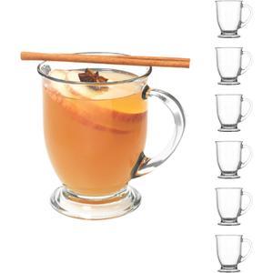 Anchor Hocking Caf Glass Coffee Mugs, 16 oz, Set of 6