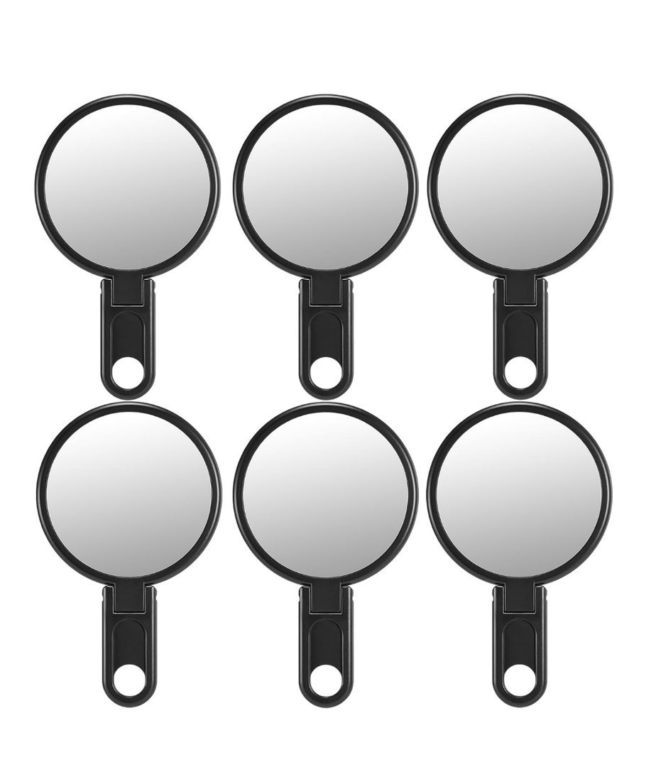 OMIRO 3" Compact Mirror with Adjustable Handle, Mini Folding Mirror for Makeup (Black, Pack of 12)