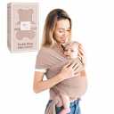 Baby Wrap Carrier - Premium Cotton Baby Carrier Wrap for Newborn to Toddler- Infant Carrier- Baby Holder One Size Fits All with Front Pocket(Beige) by Max&so (Sand)