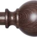 Wood Curtain Rods for Windows 28 to 48 Inches,1 inch Heavy Duty Window Curtain Rod with Imitation Wood Grain Finials,Decorative Drapery Rods Adjustable, 28"-58"(2.3-4.8ft), Bronze Wood