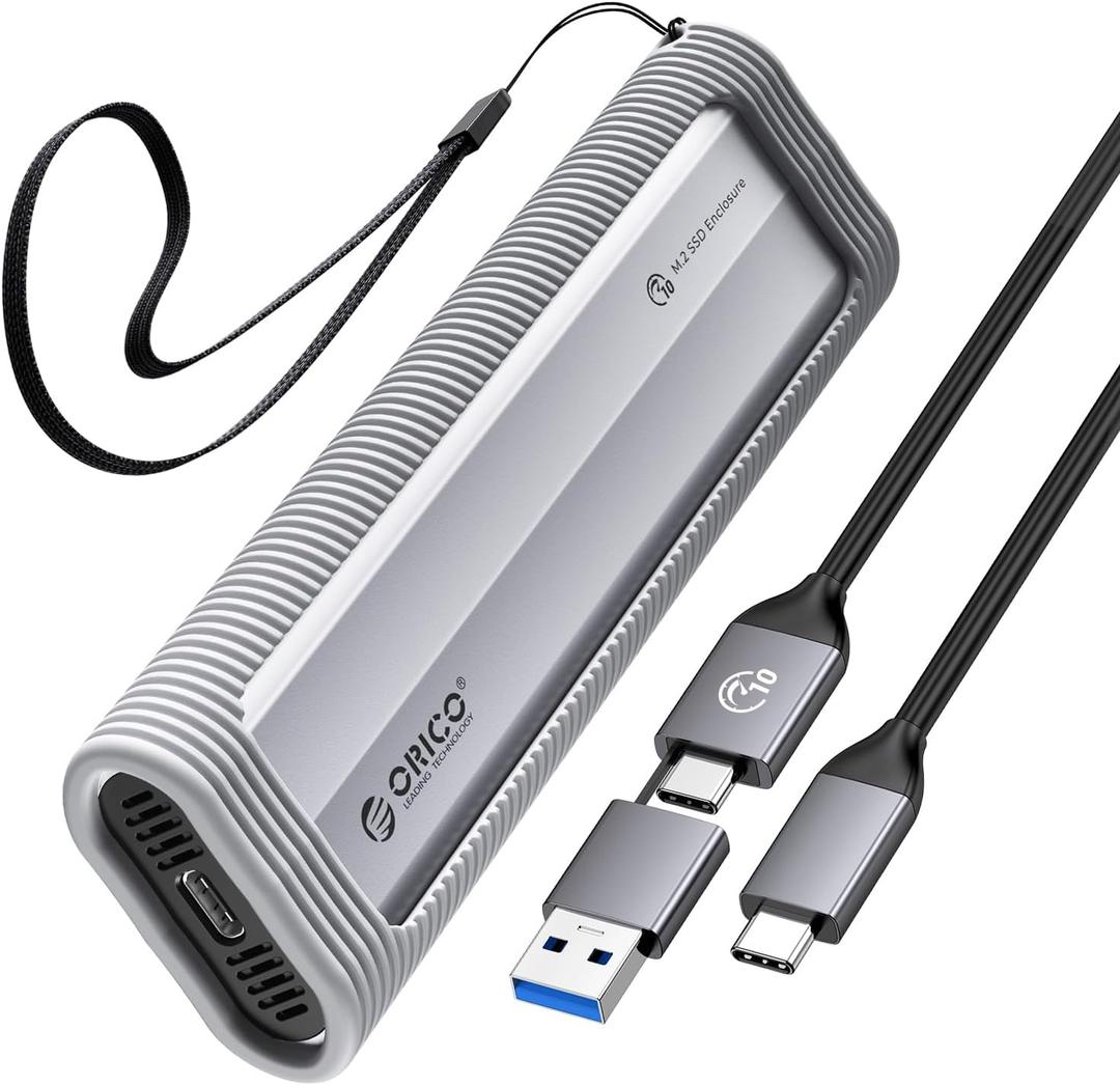 ORICO Aluminum M.2 NVMe SSD Enclosure, USB 3.2 Gen 2(10Gbps ) to Tool-Free NVMe PCI-E M.2 SSD Case, Support UASP for M/B&M Keys Size 2230/2242/2260/2280