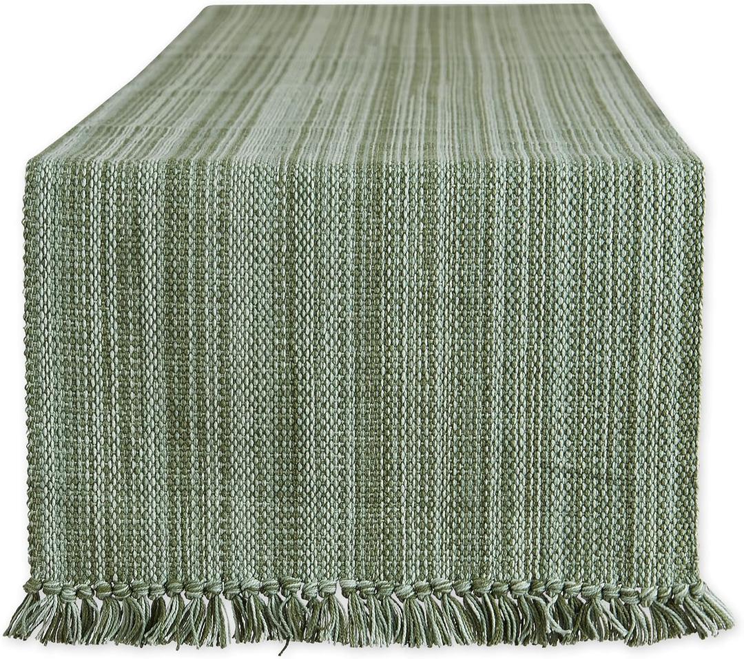 DII Variegated Tabletop Collection, Table Runner, 13x72, Artichoke Green