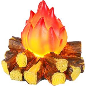 ABOOFAN LED Fake Campfire Lamp Battery Powered Artificial Fire Fake Flame with Realistic Log Flameless Candle for Halloween Christmas Campfire Party Decorations