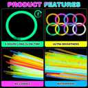 YixangDD 500 PCS Ultra Bright Glow Sticks, 8 Inch Glow Sticks Bulk Party Pack, Light Up Sticks for Glow Bracelets, Necklaces, Concerts, Christmas, Party Supplies with 500 Connectors