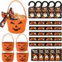 Leinuosen 5 Sets Halloween You've Been Booed Kit 5 Pumpkin Candy Buckets 5 Ghost Doorknob Hangers 5 Boo Cards, Envelopes, Ribbons We've Been Booed Spooky Ghost Gift for Neighbors Friends Coworkers