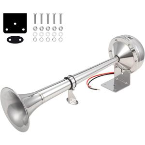 Horns 12V for Boat, Marine Boat Trumpet Horn Polished Stainless Steel Marine Horn, Low and High Tone Adjustable Trumpet Support