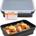 Silicone Collapsible Marinating Container with Lid for Meat, 2.64Gal/10L, Extra Large Collapsible BBQ Prep Tub, Transparent Locking Lid, XL Grill Prep Trays and Carry System, BBQ Must-Have, Black