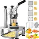 VEVOR Commercial French Fry Cutter with 4 Replacement Blades, 1/4" and 3/8" Blade Easy Dicer Chopper, 6-wedge Slicer and 6-wedge Apple Corer, Lemon Potato Cutter for French Fries with Extended Handle