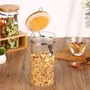3 x Glass Coffee Storage Container with Bamboo Shelf, 3PCS 49oz Airtight Sealed Coffee Bean Jar with Clamp Lid & Measuring Spoon, Kitchen Pantry Canister Set for Ground Coffee Sugar Tea Flour