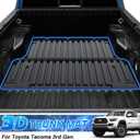 T TGBROS Truck Bed Mat for 2005-2023 Toyota Tacoma Accessories 5FT Bed Liner Double Cab All Weather TPE Heavy Duty Pickup Car Bed Cargo Mat Custom Fit Non-Slip Black