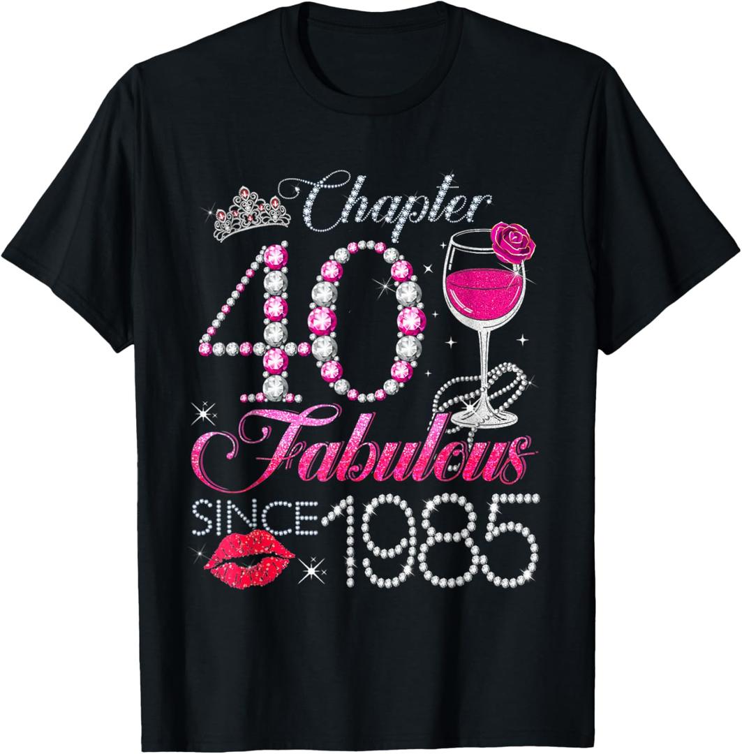 Chapter 40 Fabulous Since 1985 40th Birthday Queen Diamond T-Shirt S Chapter 40 Fabulous Since 1985 40th Birthday Queen Diamond T-Shirt S
