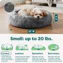 Furhaven 23" Round Calming Donut Dog Bed for Indoor Cats & Small Dogs, Washable, For Dogs Up to 20 lbs - Shaggy Plush Long Faux Fur Donut Bed - Gray, Small, 23.0"L x 23.0"W x 9.0"Th