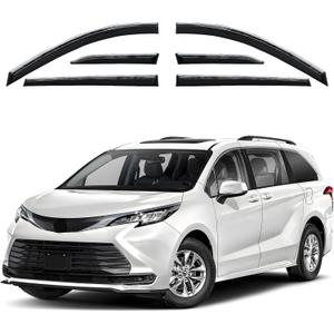 Window Visor 6 Piece Set for Toyota Sienna 2021 2022 2023 2024 2025 / Safe RAIN Out-Channel Guard Deflector (for Sienna 21-25 6-Piece Set Chrome)