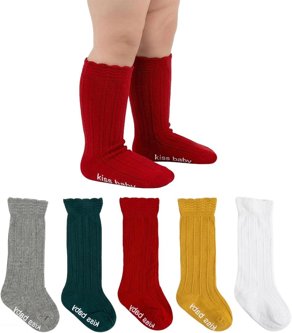 Toddler Girls Knee High Socks Soft Cotton Ruffle Long Tube Socks For Preemie Infant Newborn Toddler