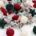 SY Super Bang 30PCS Velvet Christmas Ornaments Set, Flocked Shatterproof Assorted Hanging Xmas Tree Ball Decorations, for Home Party Holiday Decor, Coffee, Beige, Deep Green