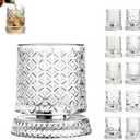 Rotating Whiskey Glass, 360 Degree Spinning Crystal Tumbler for Stress Relief, Heavy Base Kinetic Old Fashioned Glass for Scotch Bourbon, Unique Gift for Men Dad Husband on Birthday