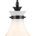 Kichler Laria 1-Light Pendant, Updated Traditional Light, Sloped Ceiling Compatible, for Kitchen with Opal Glass in Black (23.5" x 14"), 52777BK