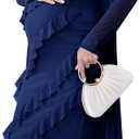 SUNNYBUY Elegant 2 Piece Maternity Dress with Mesh Cardigan, Strapless Ruffle Maxi Gown Cocktail Dresses for Baby Shower, Size S