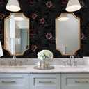 Gothic Rose Floral Peel and Stick Wallpaper Self Adhesive Removable Black Red Wall Paper Renter Friendly Contact Paper for Bedroom Bathroom Shelf Liner 17.71"X236.2"