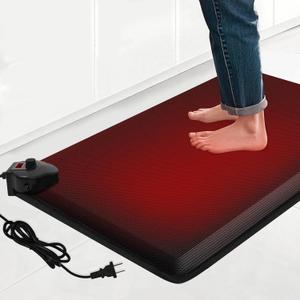 Heated Anti-Fatigue Floor Mat Under Desk - Heated Standing Mat Cushioned with Foot Warmer 17.7"x30",8 Levels Temp & 12H Timer, 1.2" Thick Comfort Foam Heating Pad for Kitchen, Office, Home, Durable (Black)