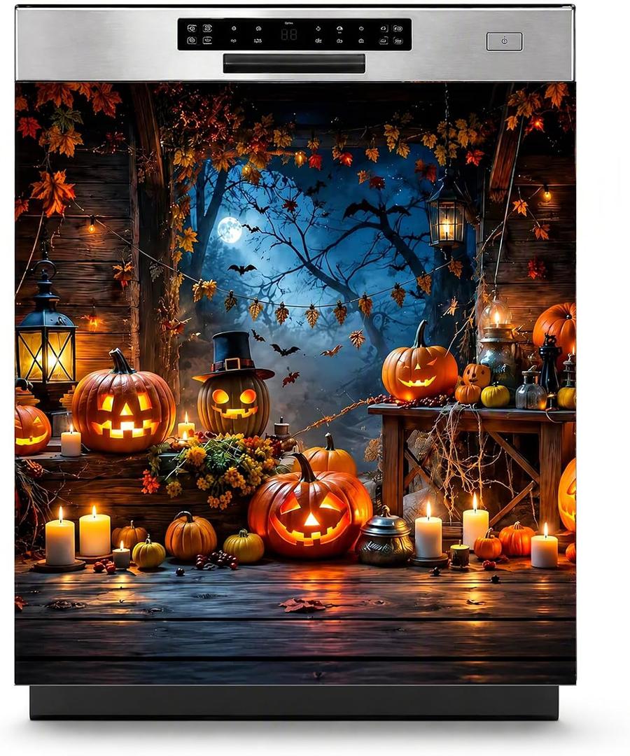 Fall Pumpkin Dishwasher Magnet Cover, 23x26In Pumpkins Autumn Dishwasher Magnetic Covers Spring Decor Dishwasher Magnets for Kitchen Decoration Funny Refrigerator Magnet Cover Fridge Panel Decal, one size