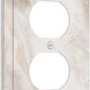 Beige Cloudy Marble Cream White Abstract Print Outlet Covers 1 Gang Duplex Light Switch Cover Decorative Switch Plates Electrical Receptacle Faceplate Wall Plate for Bathroom Bedroom Decor