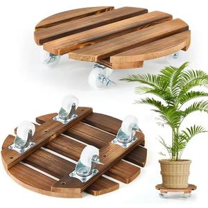14-Inch Heavy-Duty Plant Caddy with Lockable Wheels  Indoor/Outdoor Rolling Planter Stand for Large Pots