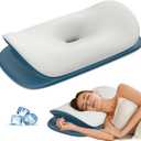 Cervical Neck Pillow for Pain Relief - Ergonomic Memory Foam Contour Pillows for Side, Back & Stomach Sleepers, Cervical Pillow for Neck Support Sleeping with Breathable Cover (Grey&blue)